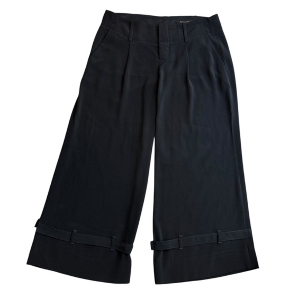 Club Monaco Women’s 10 Wide Leg Crop Pant Black Tie Ankle Office Casual Comfy